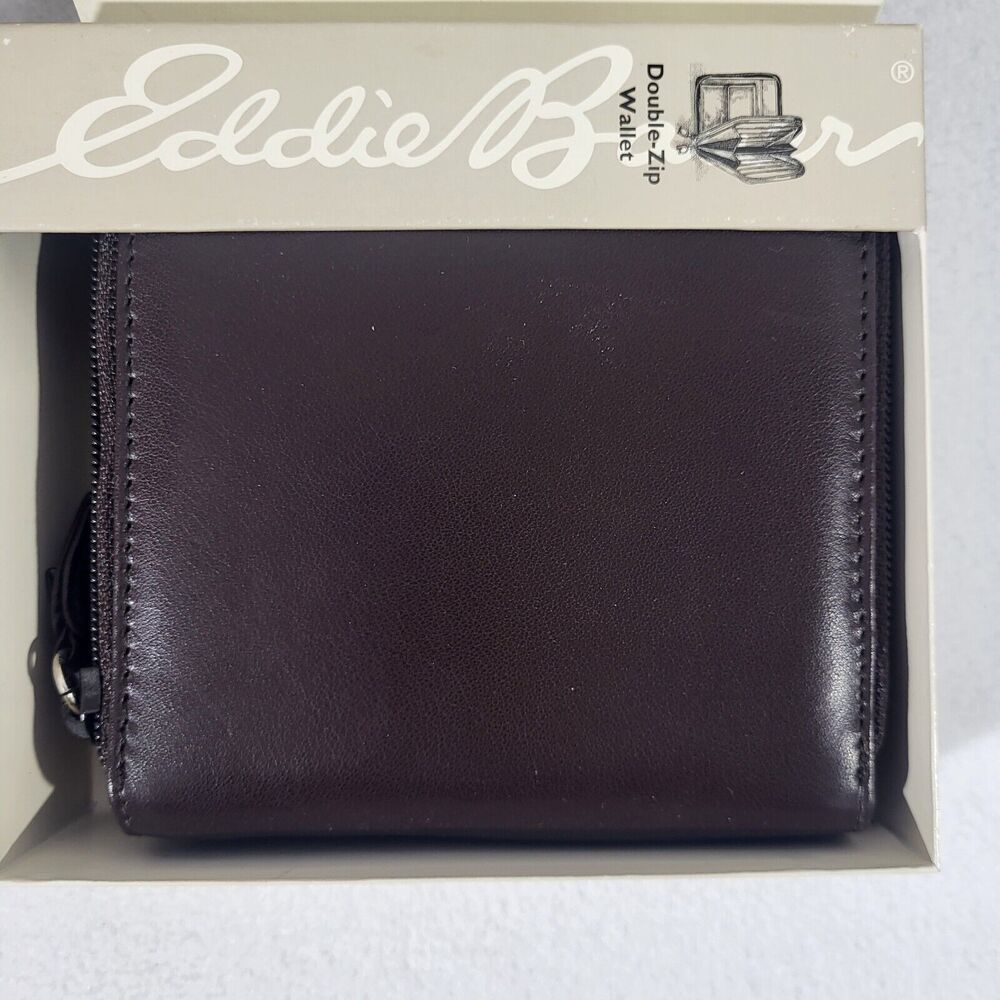 Eddie Bauer Brown Zippered Wallet Passport Wallet New In Box